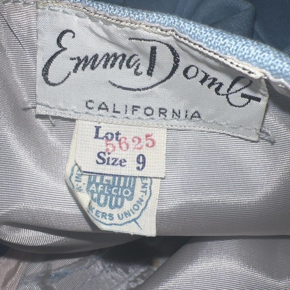 Vtg 50s EMMA DOMB Party Swing Dress Embroidered Fit Flare Tulle lined Xs - Picture 15 of 16